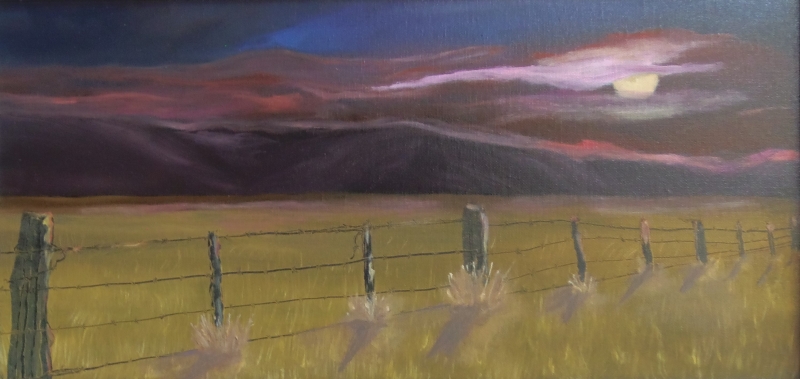Fence in Moonlight by artist Ralph Ruth